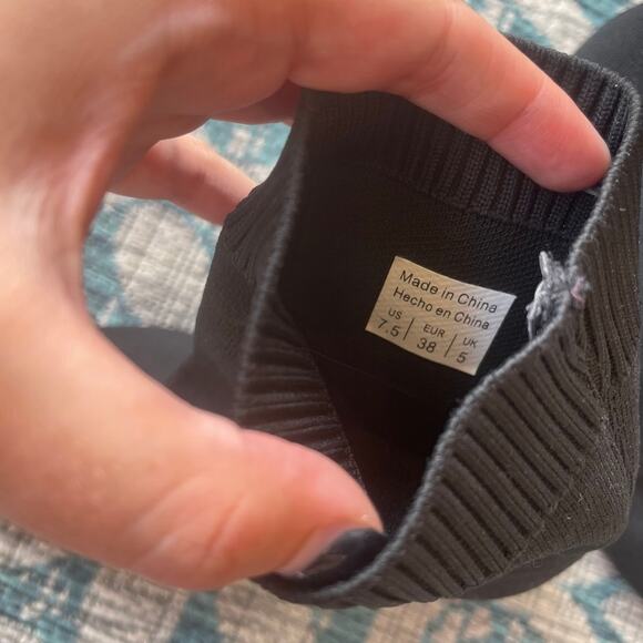 Aldo Women's Black Knit Pointed-Toe Ankle Boots with Block Heel - Size US 7.5‎ - Picture 7 of 12